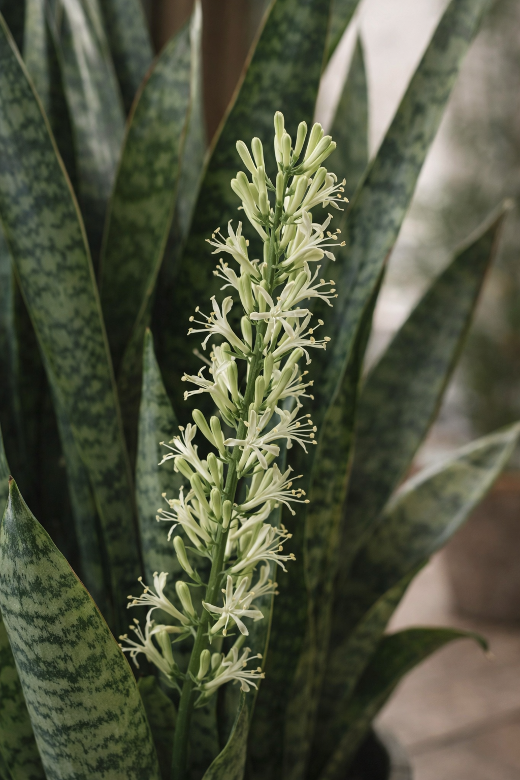 Bloemen in sanseveria: een verrassend detail van deze stoere plant
