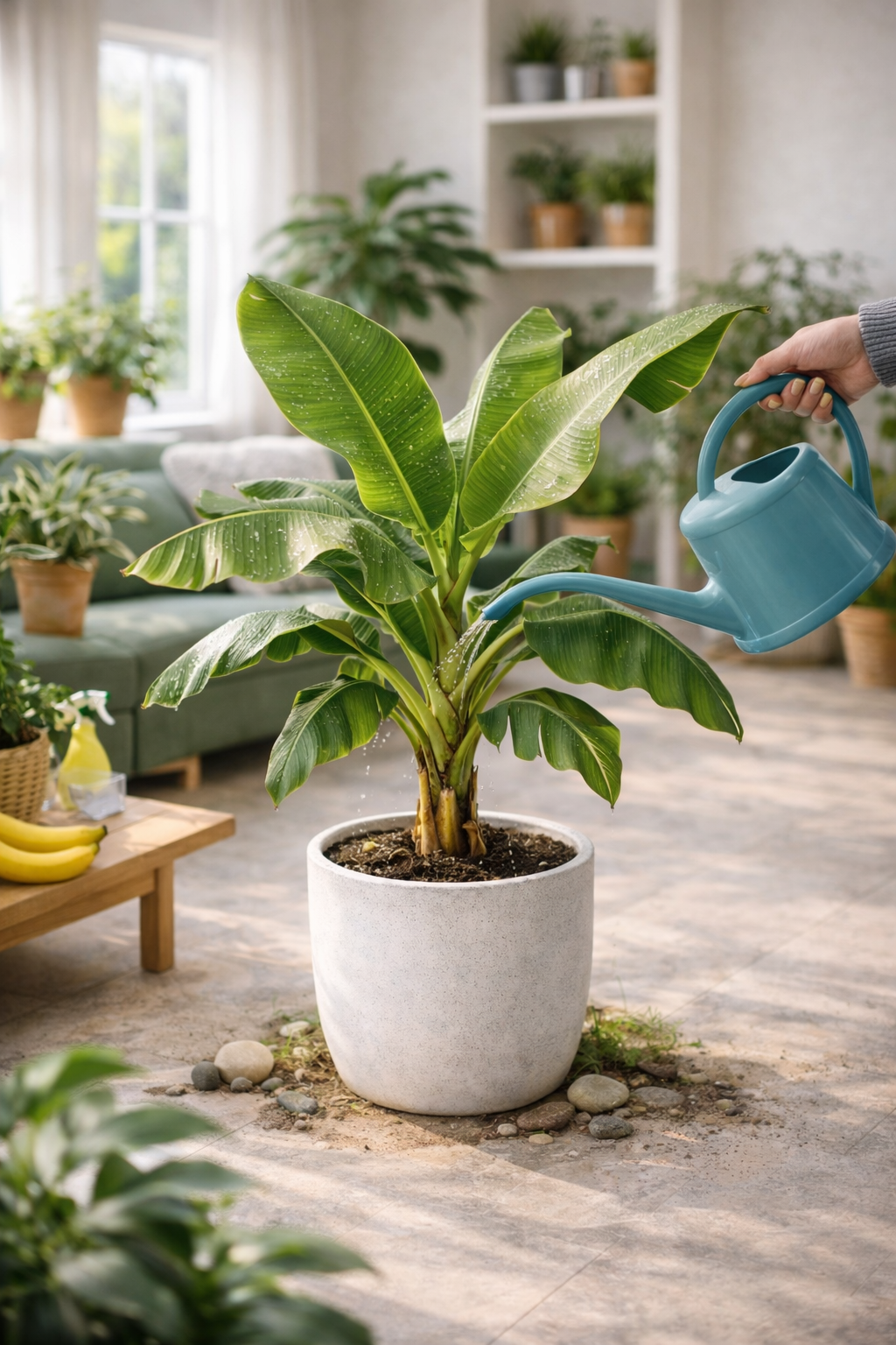 Bananenplant water geven: hoe vaak, hoeveel en wanneer?