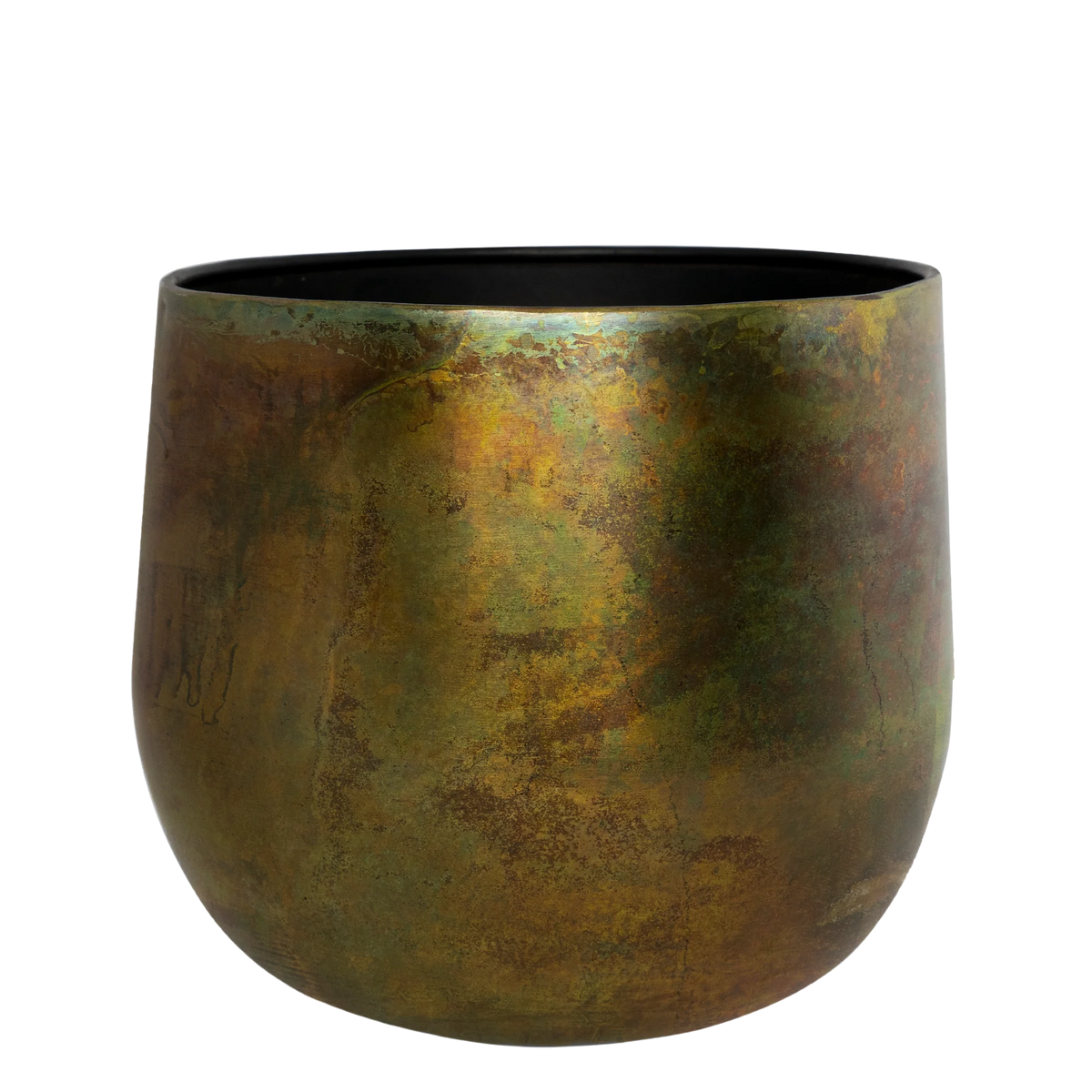 Pot Elisa vintage green, verweerd koper, M, H24 x B29 cm, plant in pot