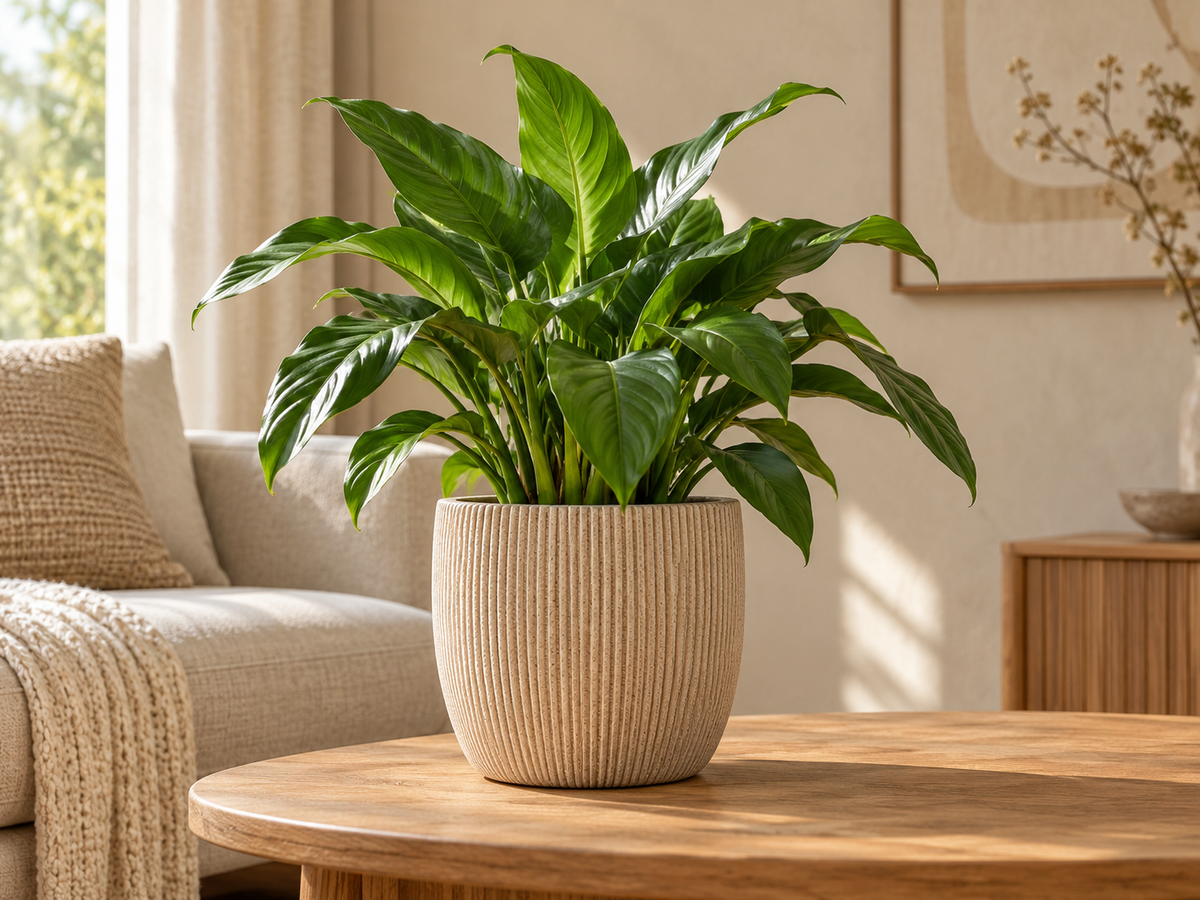 Capi Nature Groove plantenpot van zaagsel, beige