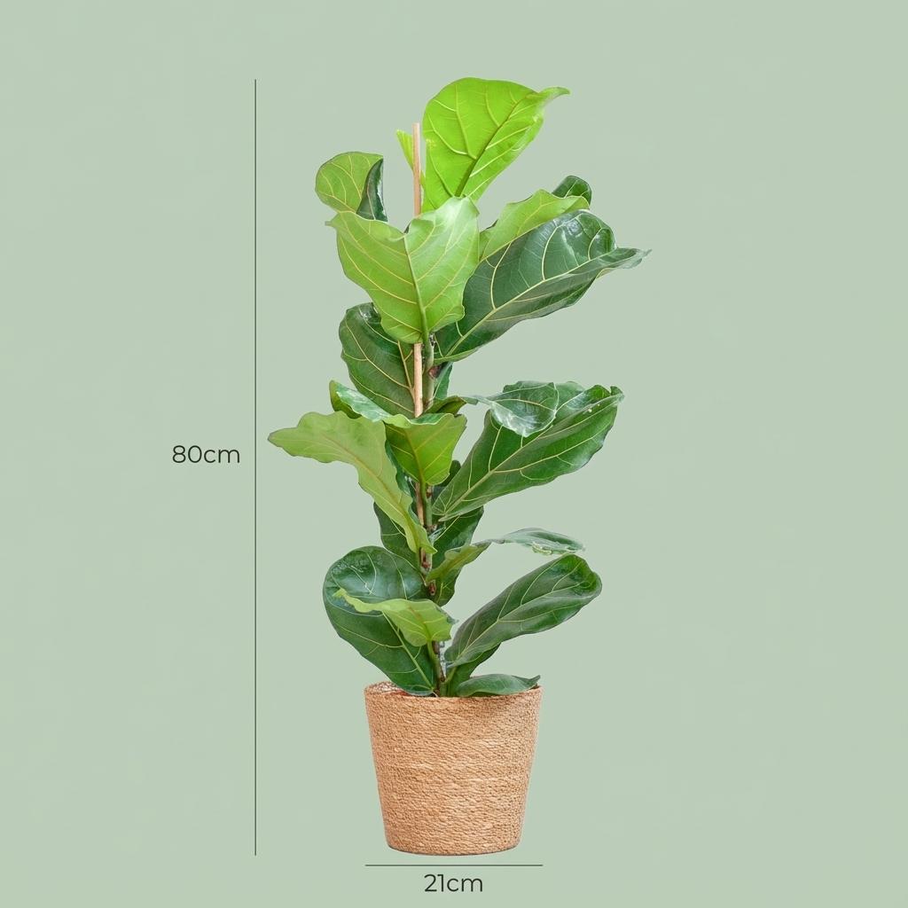 Ficus Lyrata met Mand Zeegras naturel, kenmerkend blad