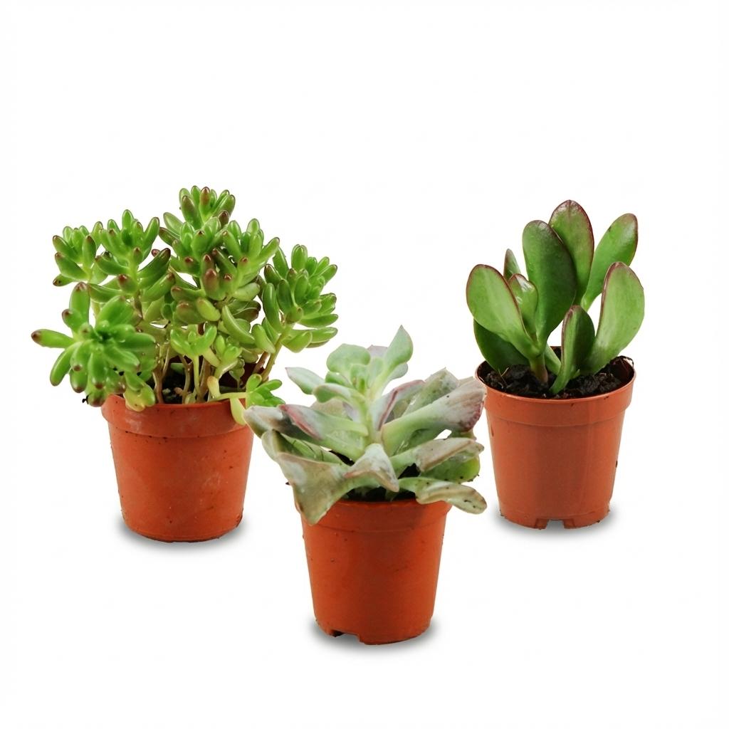 Mini Succulenten Mix - 3 Stuks - Ø, groene bladeren