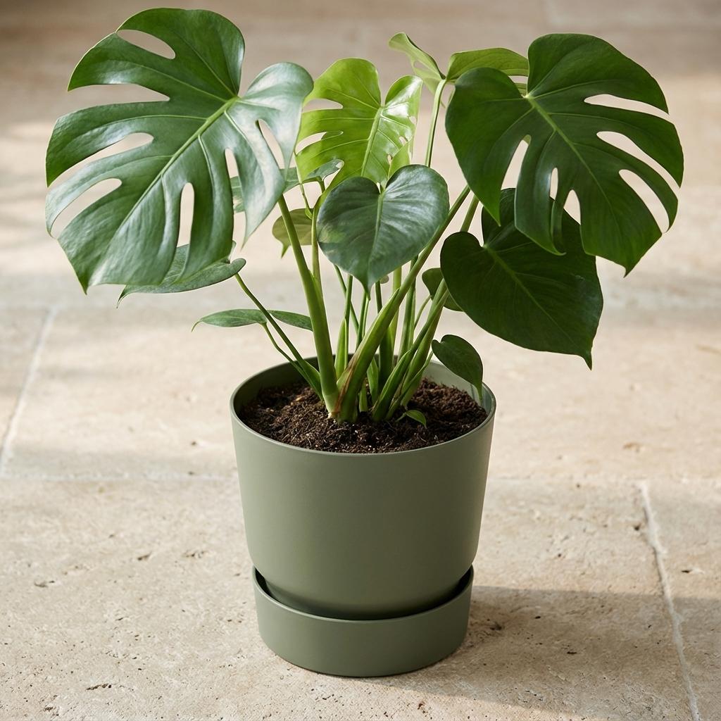 Elho Greenville ronde pot, mat leaf green, Ø20 cm, kenmerkend blad