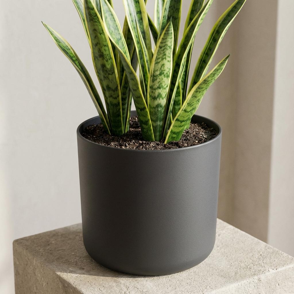 Elho b.for soft bloempot, antraciet, mat fluweelzacht, 22 cm, groene bladeren
