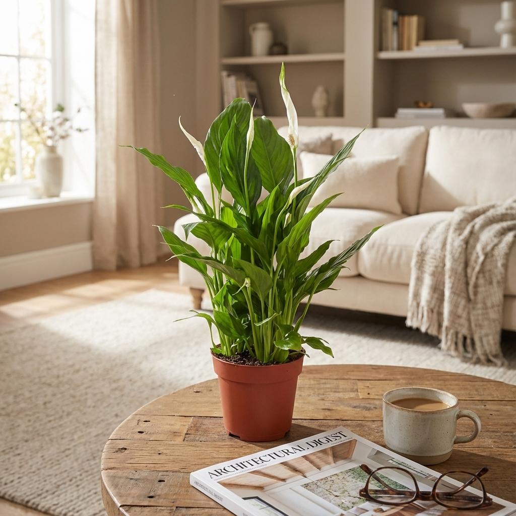 Spathiphyllum, plant in pot