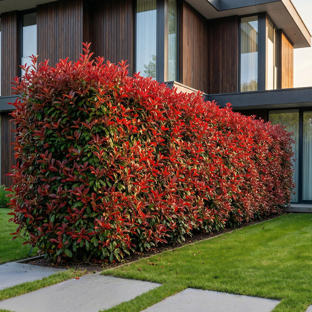 16x Glansmispel Carre Rouge voor de haag, plant voor tuin en border