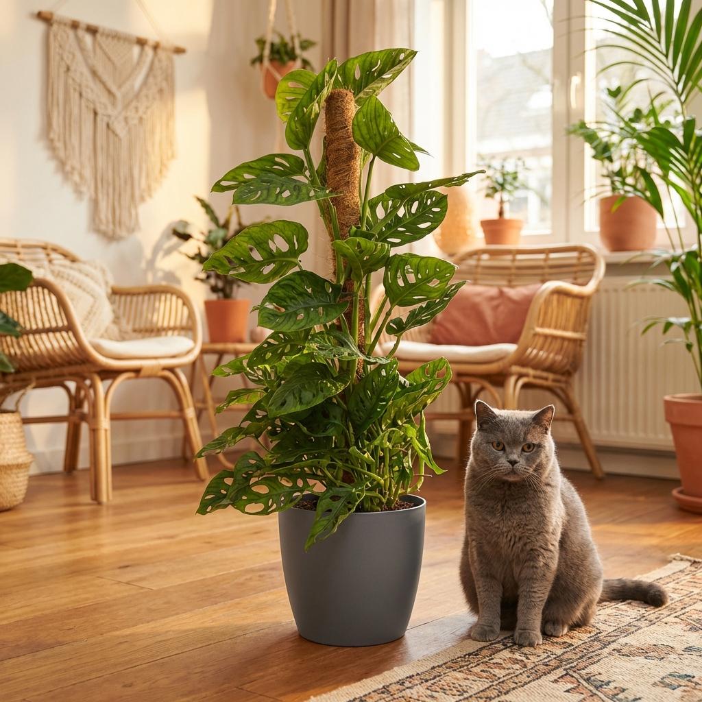 Monkey Mask (Monstera Adansonii Mosstok), plant in pot