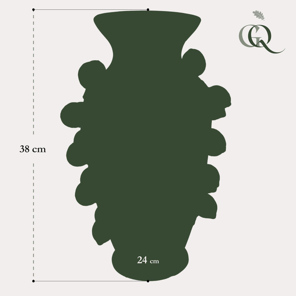 Aardewerk vaas pistachegroen citroenen, M, H38 x B24 cm, kenmerkend blad