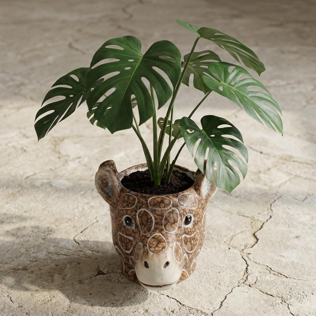 Planter Giraf D11/14x11cm - Bruin - D11/14x11cm, plant in pot