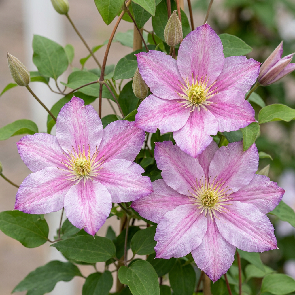 Clematis 'Piilu' - roze bosrank, kenmerkend blad