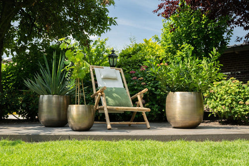 Bloempotten Rowen, set van 5 van aluminium in goudkleur, plant in pot