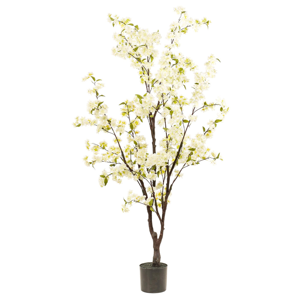 Kunstplant - Prunus - Kersenbloesem - Wit, kenmerkend blad