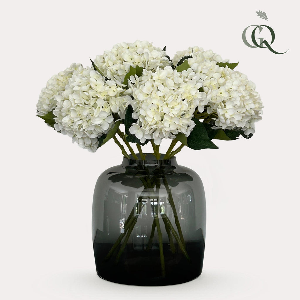 Kunstbloemen Solo - wit - hortensia - x 8, detail van het blad