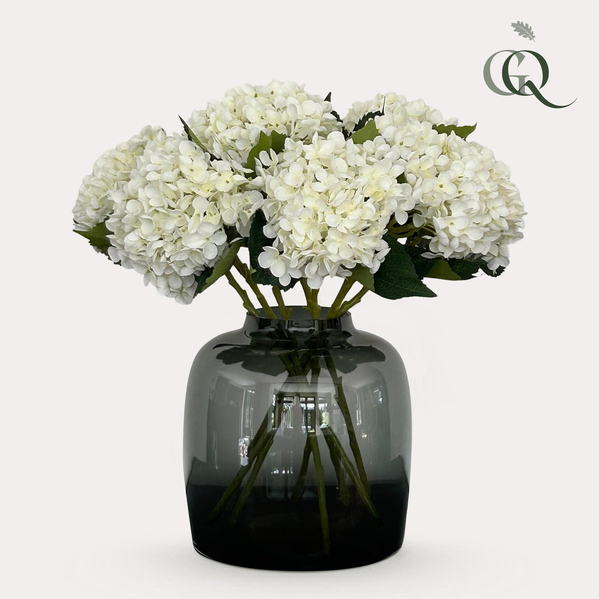 Kunstbloemen Solo - wit - hortensia - x 8, detail van het blad