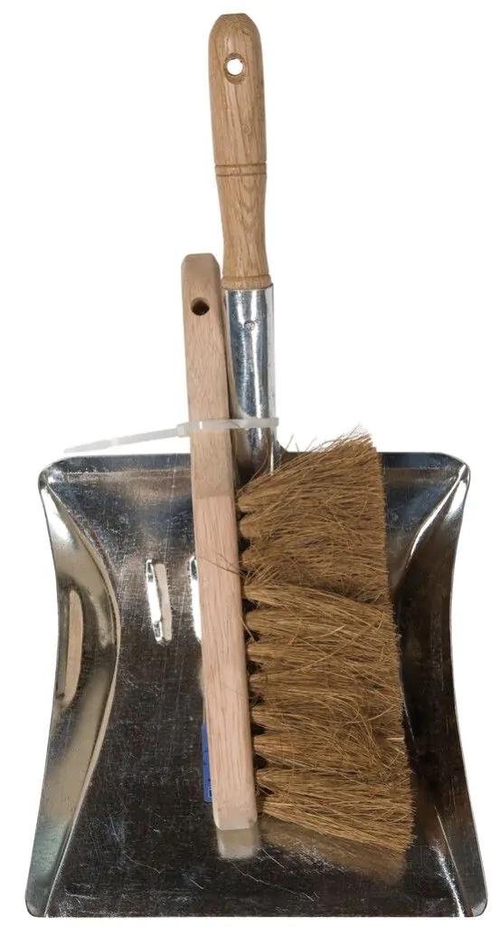 Stoffer en blik Country van verzinkt staal en hout