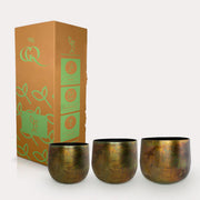 Pot Elisa vintage green, verweerd koper, set van 3