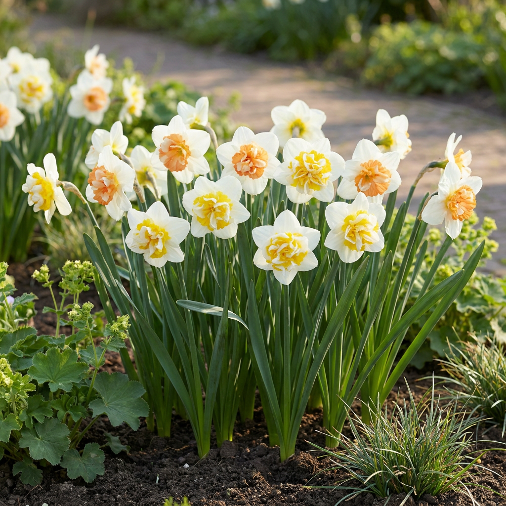 Narcis 'Macaron Bloss' bloembollen, wit-geel, 40 stuks, detail van het blad