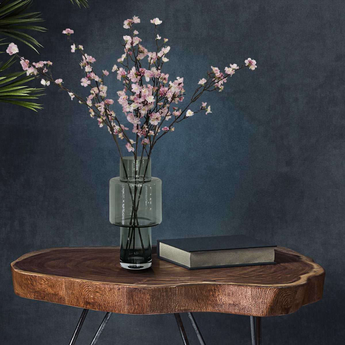 Kunstbloemen Solo - Pink - Japanese Cherry Blossom - x 4, groene bladeren