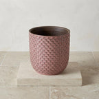 Plantenpot met reliëf, keramiek in oudroze, Ø13,5 cm, gezonde plant