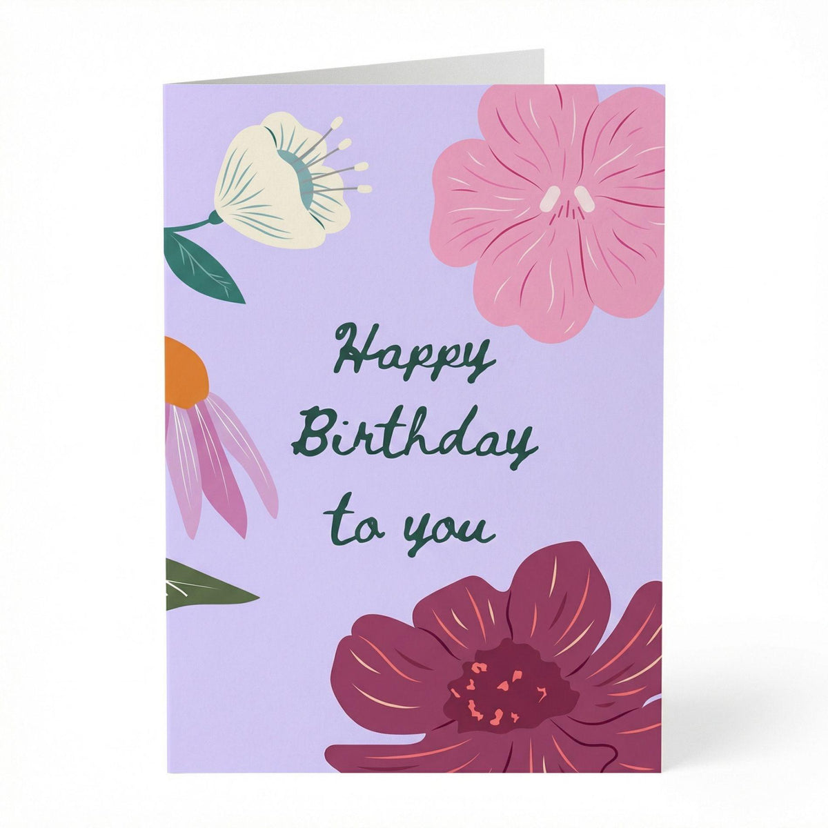 Wenskaart 'Happy Birthday', A6 gevouwen, kenmerkend blad
