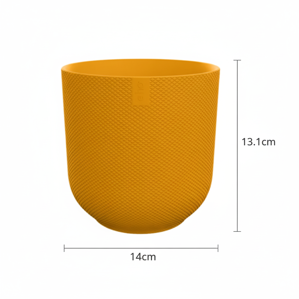 Detailfoto van Elho Jazz Round pot in Amber Yellow, Ø14 cm