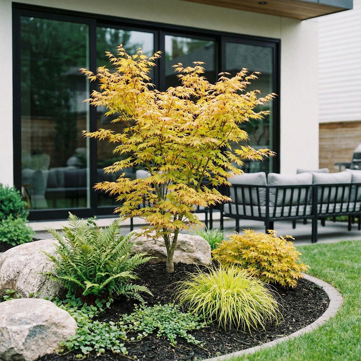 Acer palmatum Orange Dream, plant in pot