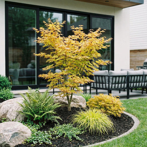 Acer palmatum Orange Dream, plant in pot
