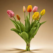 Kunsttulpen boeket Real Touch, vrolijke mix, 42 cm, 7 stelen