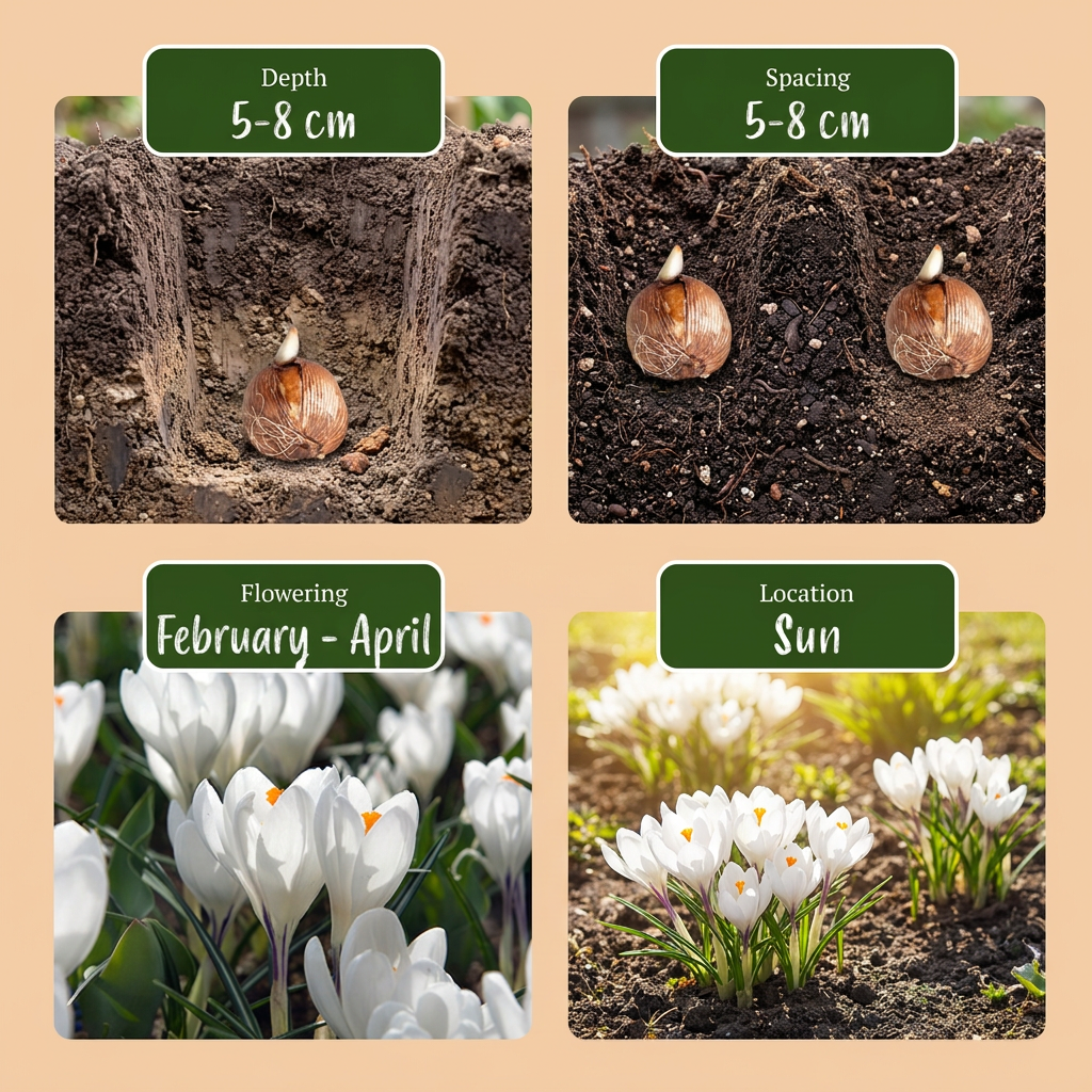 Witte krokus bloembollen, Crocus White, foto 4