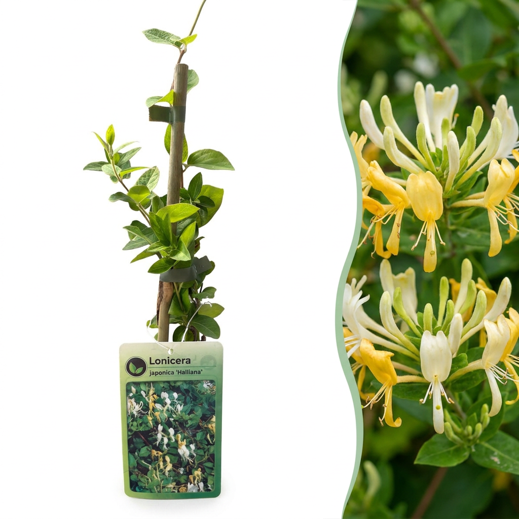 Japanse kamperfoelie Lonicera 'Halliana', plant in pot