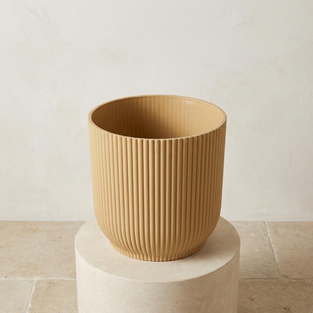 Elho Vibes Fold bloempot met ribbels, geel, Ø14 cm, groeiwijze van de plant