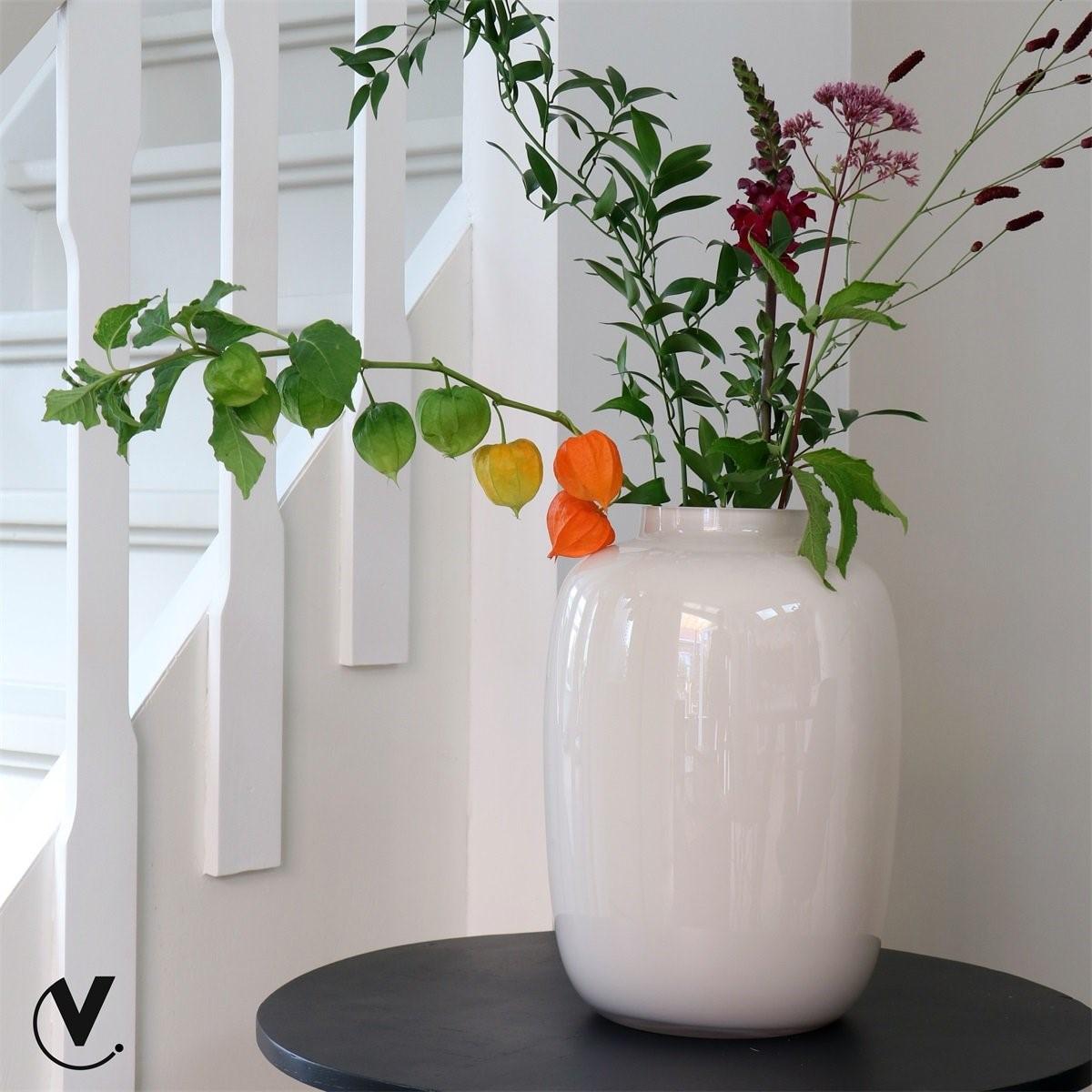 Vaas Artic Ivory van glas, maat M, H35 x B25 cm, groeiwijze van de plant