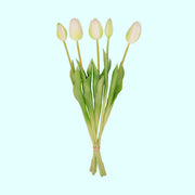 Kunsttulpen boeket Real Touch, wit-groen, 42 cm, 10 stuks