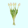 Kunsttulpen boeket Real Touch, wit-groen, 42 cm, 10 stuks