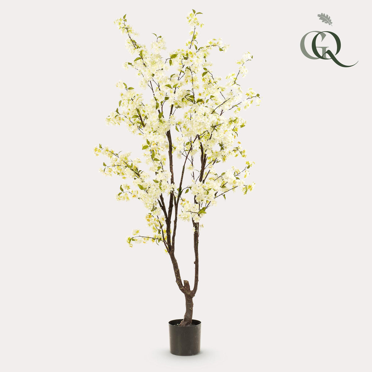 Kunstplant - Prunus - Kersenbloesem - Wit, plant in pot