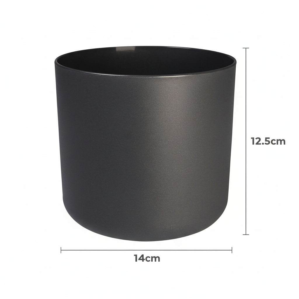 Elho b.for soft bloempot, antraciet, mat fluweelzacht, 14 cm, kenmerkend blad