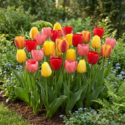 Darwin hybride tulpen mix, close-up van de bloemen