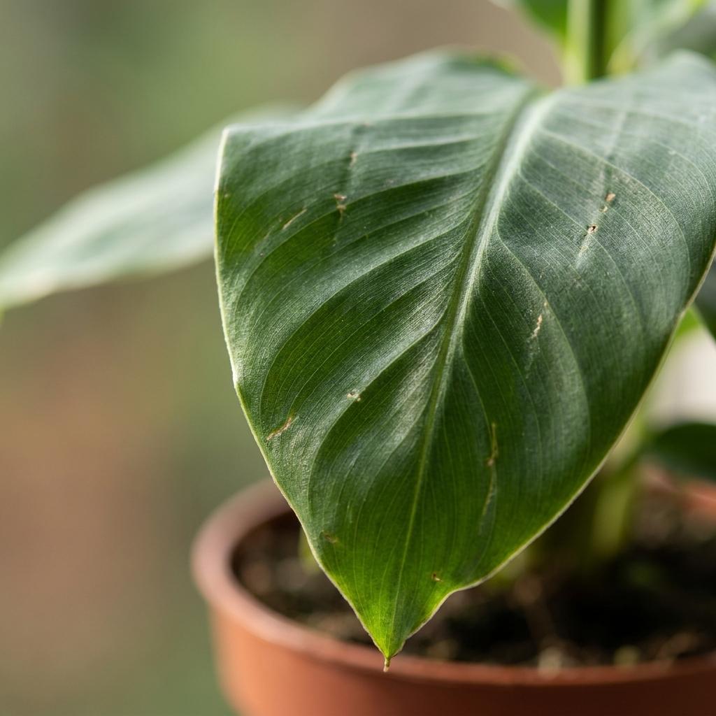 Musa Oriental Dwarf - Dwergbanaan met grijze pot, groene bladeren