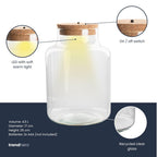 Terrarium fles met verlichting - Little Milky, groene bladeren