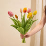 Kunsttulpen boeket Real Touch, vrolijke mix, 42 cm, 7 stelen