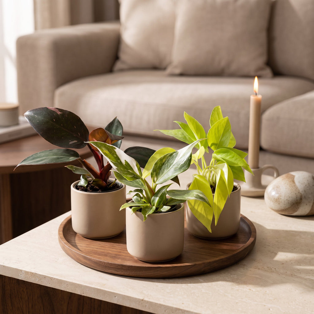 3x Baby Philodendron Tricolour - Wit - Roze - Geel - Groen - Tropisch - Ø6cm - ↕10-15cm, kenmerkend blad