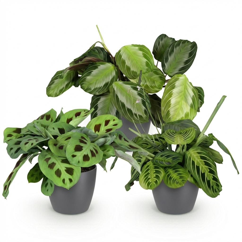 Maranta mix Silverband, Lemon Lime en Kerchoveana, 3 stuks, groene bladeren