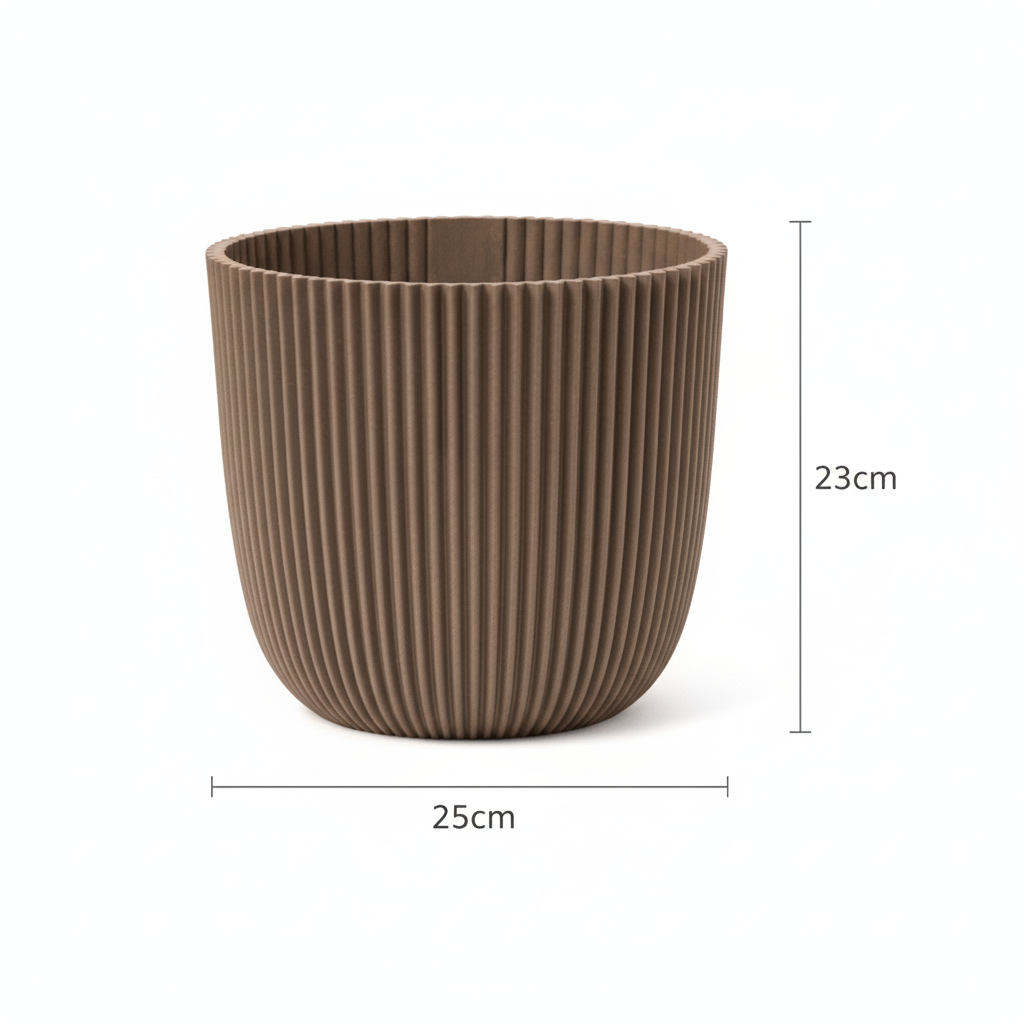 Detailfoto van Capi Nature Groove pot, groefstructuur, warm taupe, Ø25 cm