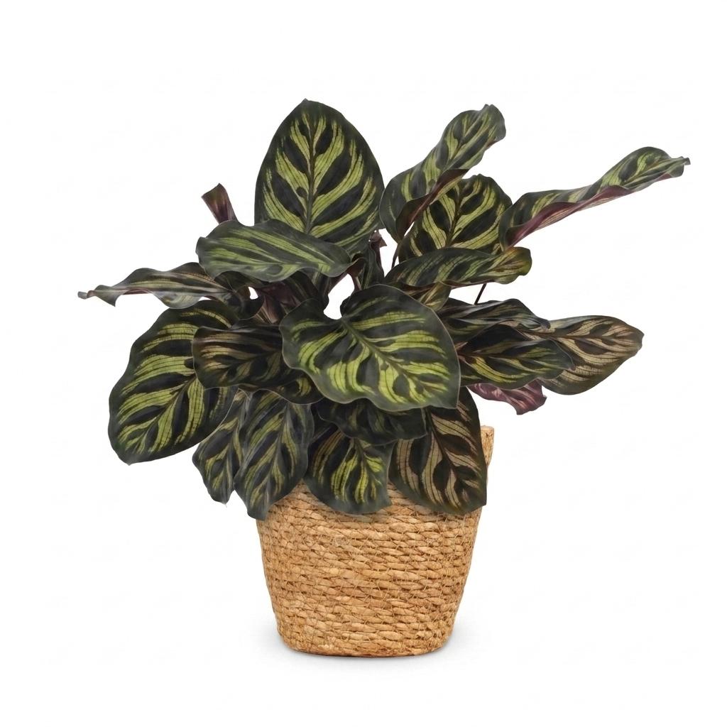 Calathea Makoyana - Pauwenplant met Mand, detail van het blad
