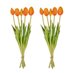 Vaas Jessie met strik en 10 oranje kunsttulpen, detail van het blad