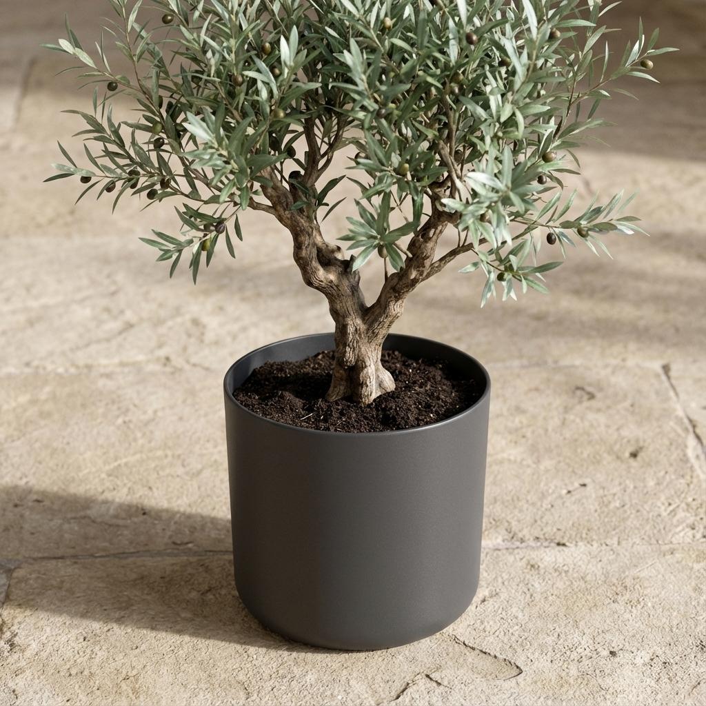 Elho b.for soft bloempot, antraciet, mat fluweelzacht, 18 cm, kenmerkend blad
