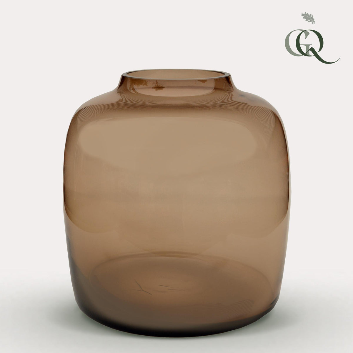 Vaas glas - M - Bartica - Taupe, detail van het blad