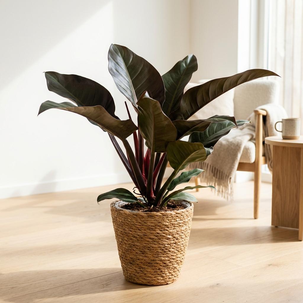 Philodendron Imperial Red - Rood met Mand, kenmerkend blad