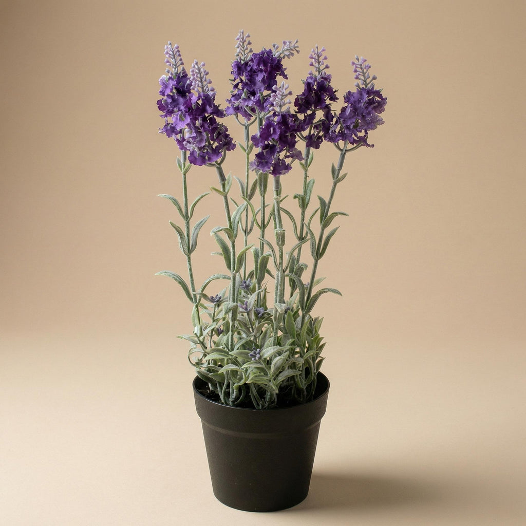 Kunst lavendel - Paarse plant in pot - kunstplant, detail van het blad