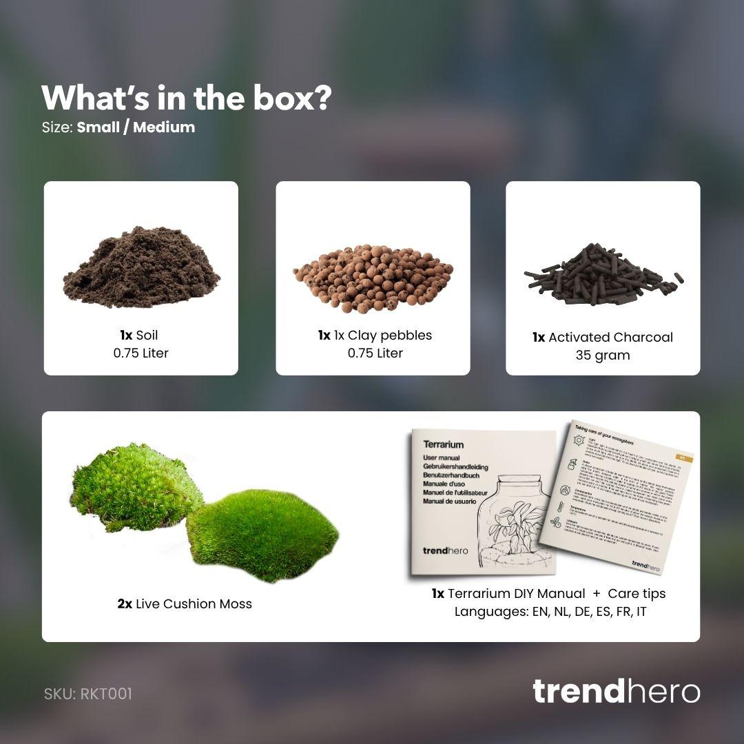 Terrarium navul- en startpakket voor maat S/M, kenmerkend blad